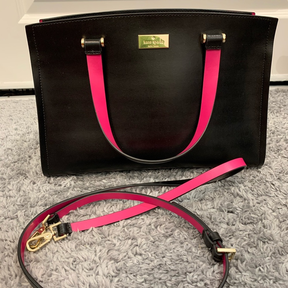 Kate Spade Black & Hot Pink Satchel Bag